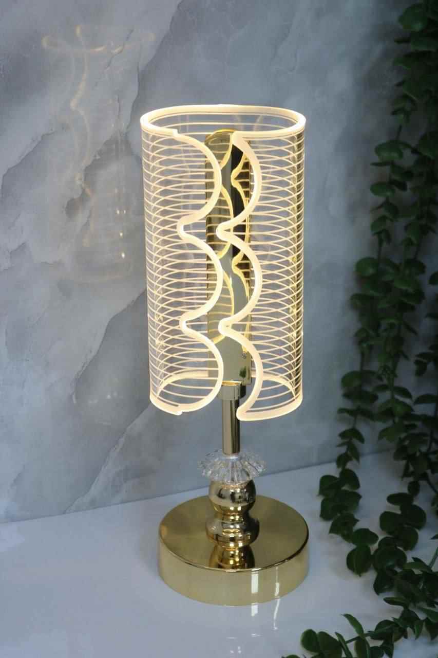 آباژور شارژی طلایی مدل هندسی و خطی