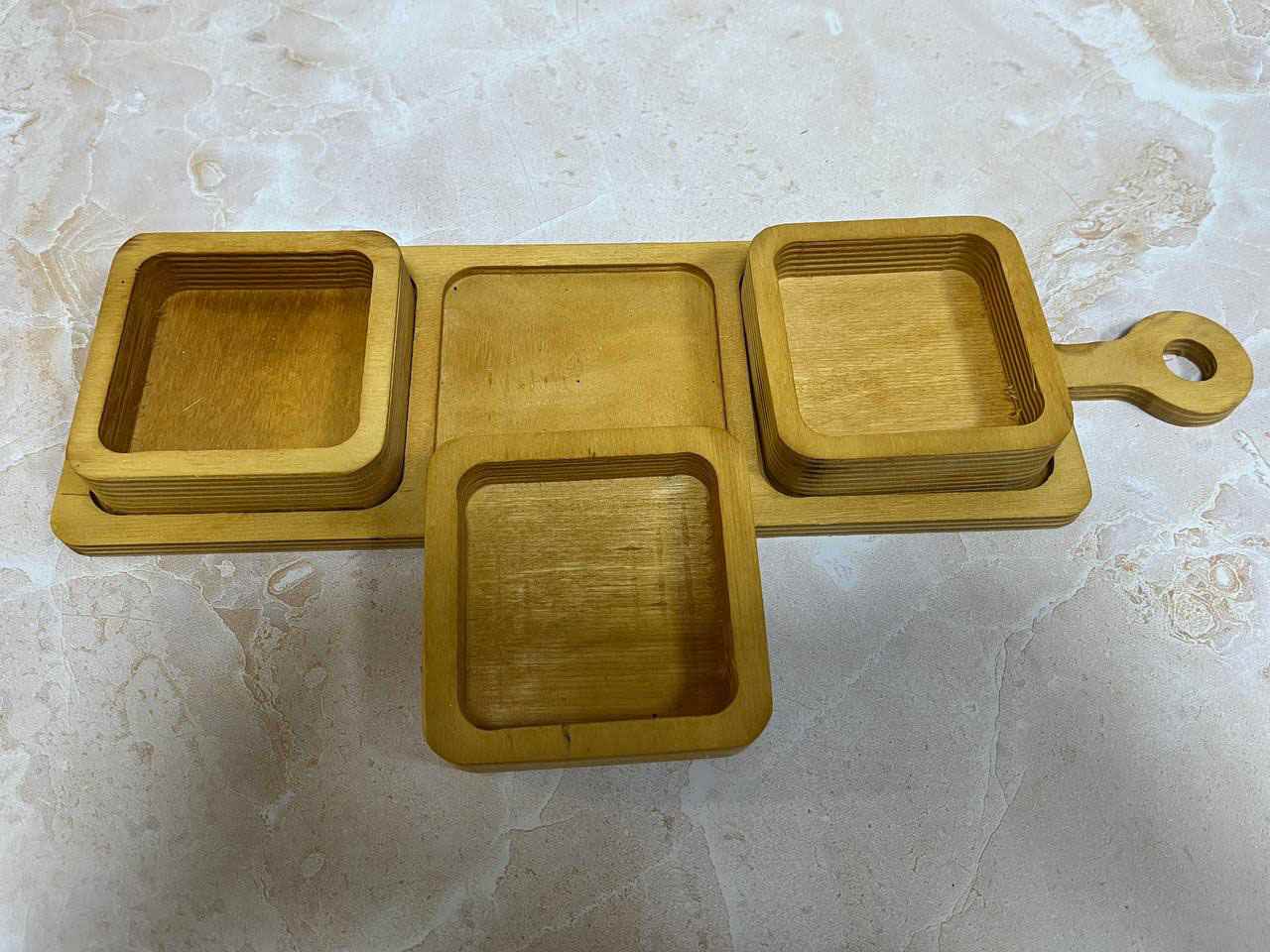 اردوخوری چوبی 3 تیکه مربع