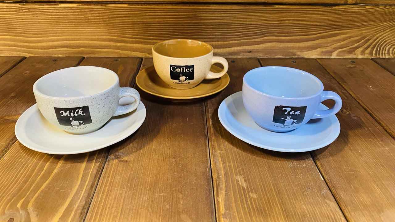 فنجان و نعلبکی سرامیکی روستیک  رنگبندی جور تک جعبه