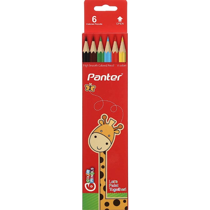 مداد 6 رنگ مقوایی  پنتر  ( شیرینگ 24 تایی)