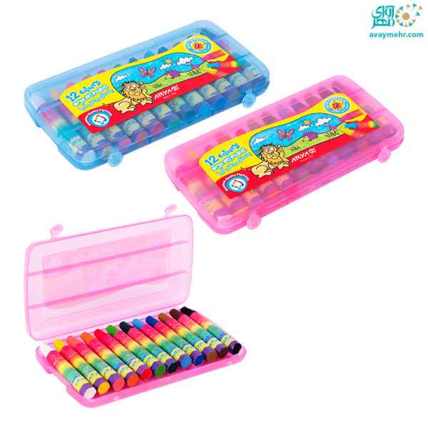 پاستل 12رنگ طلقی مدل2010 آریا  (12 بسته)