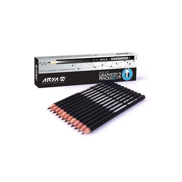 مداد مشکی شش گوش 3001  آریا (شیرینگ 12 بسته ای)
