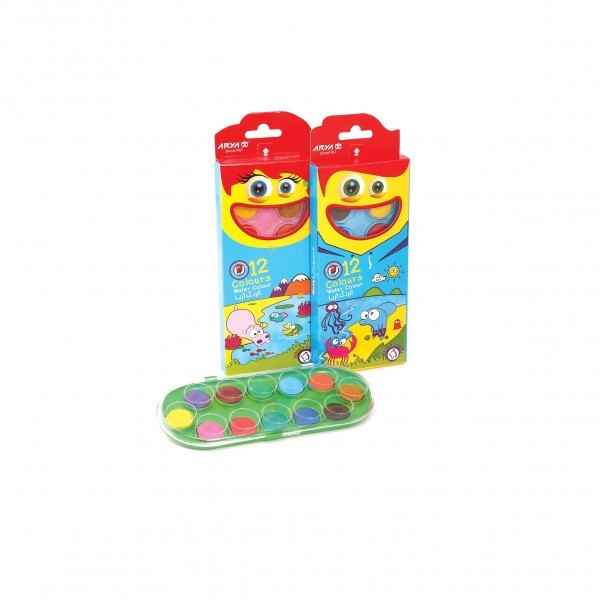 آبرنگ 12رنگ  بزرگ طرح کمان 5009  آریا (12 جعبه)