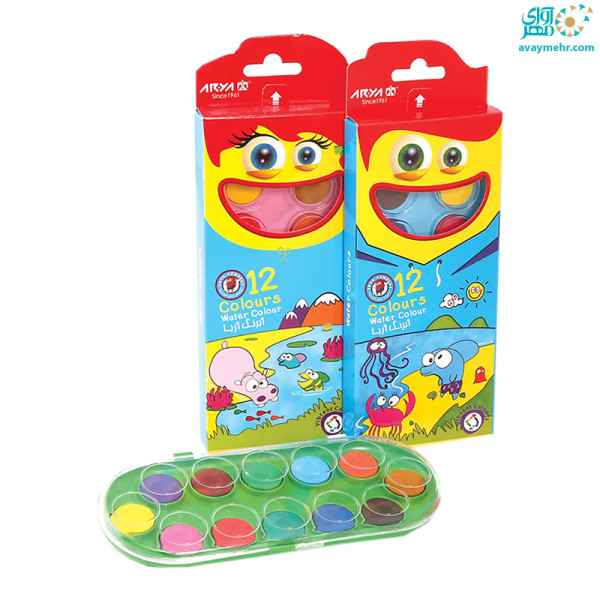 آبرنگ 12 رنگ بیضی کوچک مدل5003 آریا  (12 جعبه)