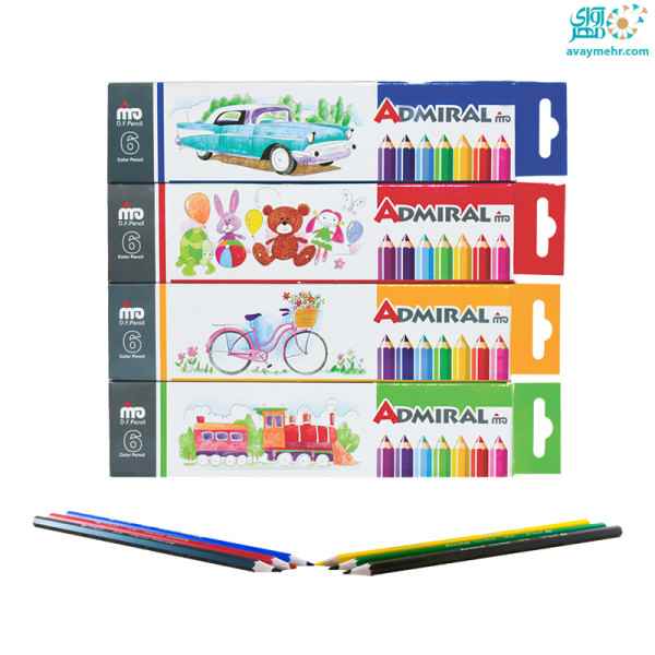 مداد 6 رنگ مقوایی  ادمیرال (12 جعبه ای)