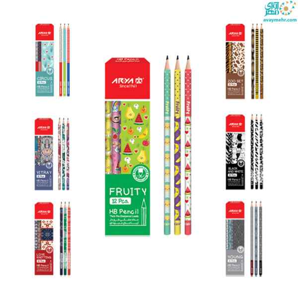 مداد طرح دار مشکی مدل 3039 آریا (24 جعبه‎ای)