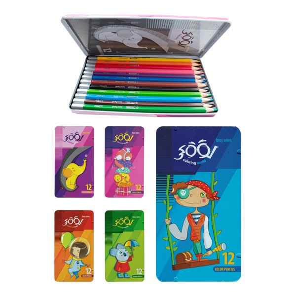 مداد 12 رنگ تخت فلزی مدل 3001 لوکی  