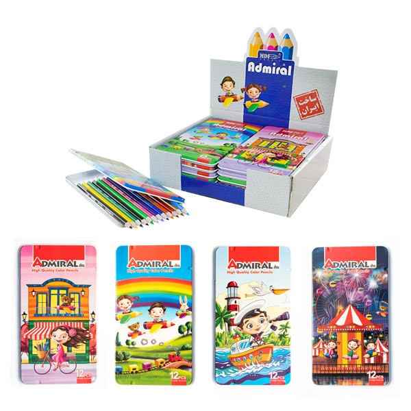مداد 12 رنگ جعبه فلزی ادمیرال ادمیرال {شیرینگ 12 عددی}
