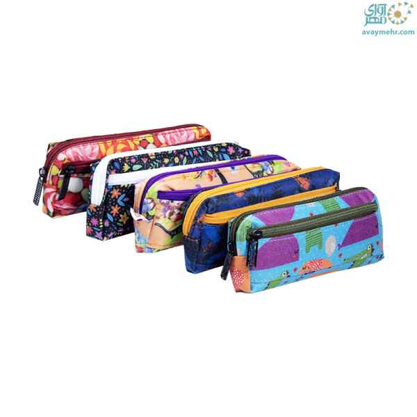 جامدادی دو زیپ طرح دار پاوین (5 عدد)