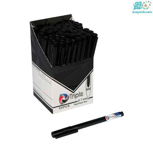 خودکار  مشکی نوک 0.7 تریپل صدف (بسته 50 عددی)