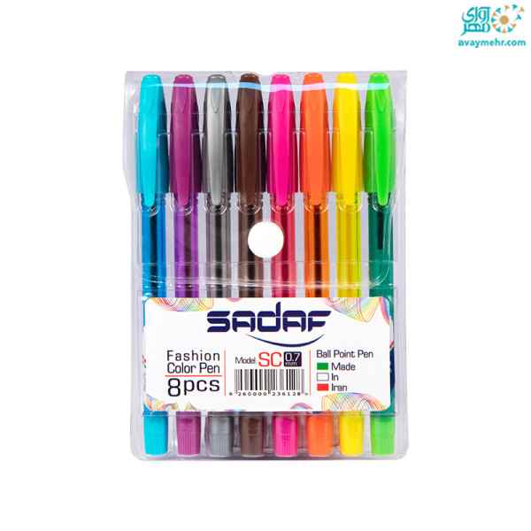 پک خودکار 8 رنگ نوک 0.7 مدل SC صدف (جعبه های 30 بسته ای)
