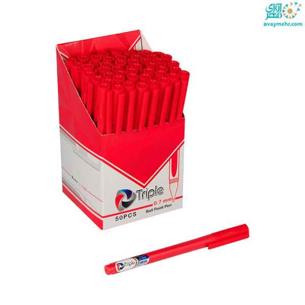 خودکار قرمز نوک 0.7 تریپل صدف (بسته 50 عددی)