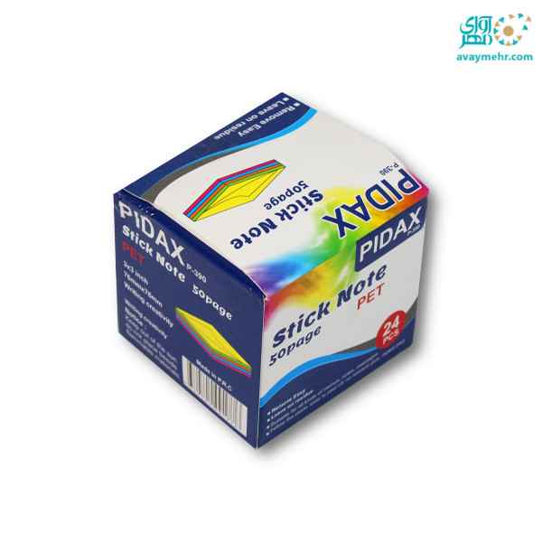 استیک نوت رنگی شفاف50 برگ 75*75 پیدکس P390 (24 عددی)