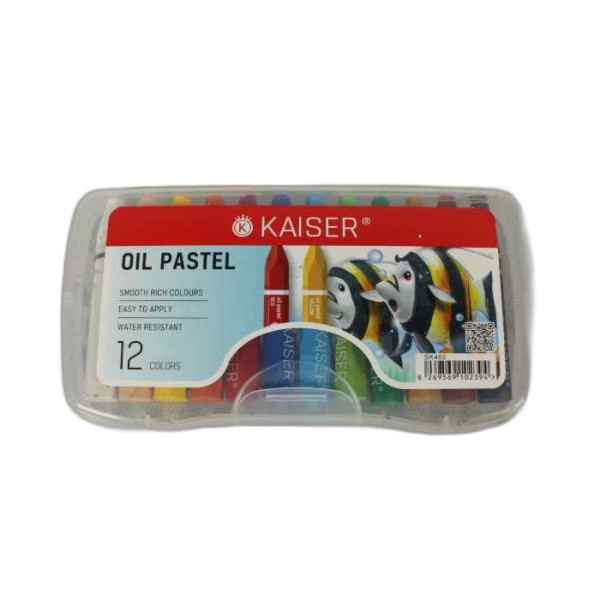 پاستل روغنی 12 رنگ جعبه پلاستیکی SK460 کایزر (12 عدد)