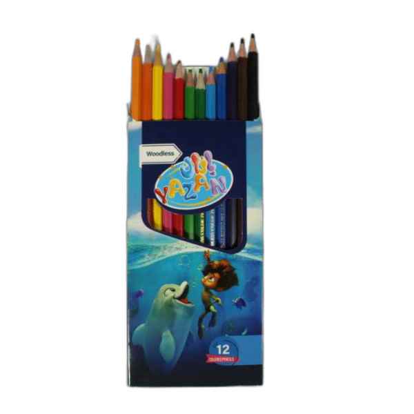 مداد 12 رنگ پلیمری مقوایی یازان (6 عددی)