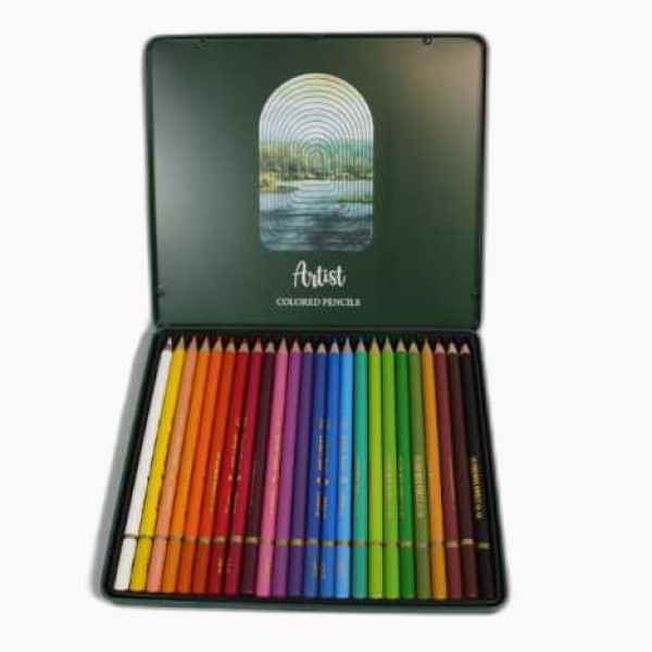 مداد 24 رنگ جعبه فلزی آرتیست 3902 آریا (12 عددی)