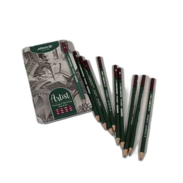مداد مشکی مهندسی جعبه فلزی آرتیست 3075 آریا (12 عددی)