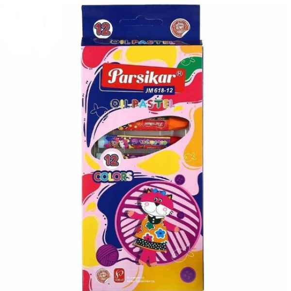 پاستل 12 رنگ مقوایی مدل JM618-12 پارسیکار (شیرینگ 12 عددی)