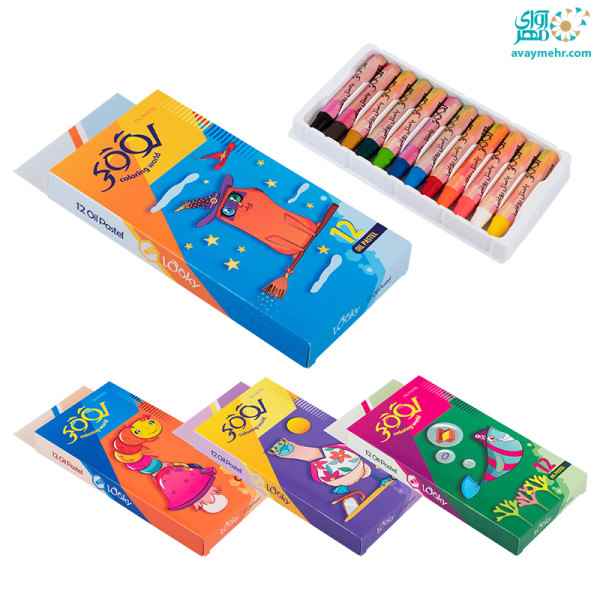 پاستل 12 رنگ جعبه مقوایی 8012  لوکی (12 جعبه)