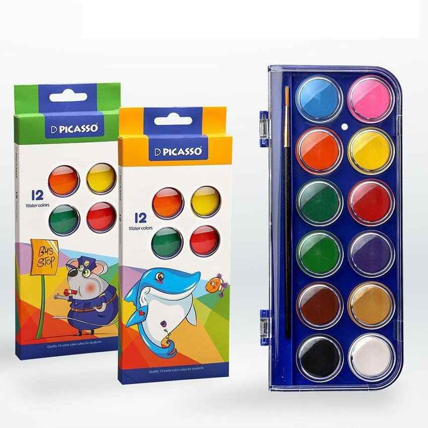 آبرنگ 12 رنگی مقوایی 1012 پیکاسو (بسته 12جعبه ای)