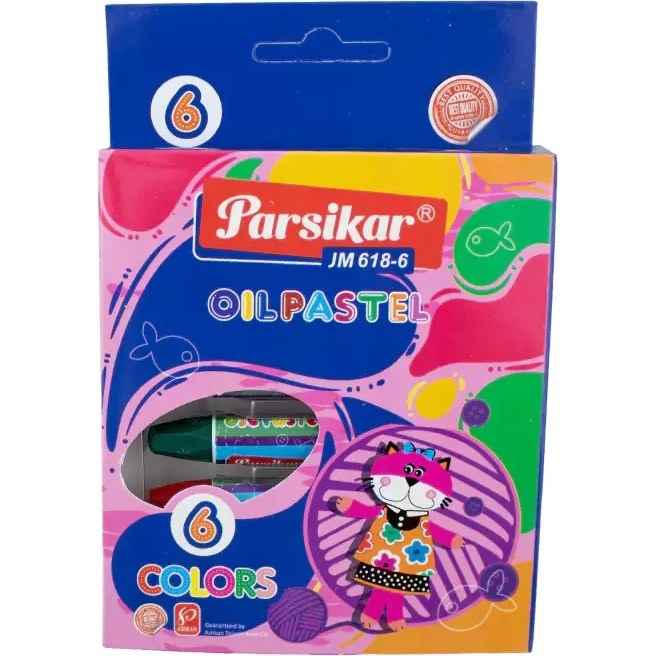 پاستل 6 رنگ مقوایی مدل JM618-6 پارسیکار (شیرینگ 12 عددی)