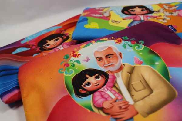 کیف مدارک A5 پارچه ای تک زیپ مخمل ریحانه کوچولو طرفه 
