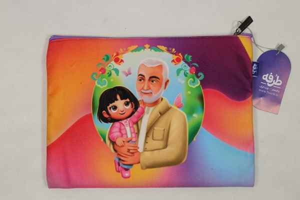 کیف مدارک A5 پارچه ای تک زیپ مخمل ریحانه کوچولو طرفه 