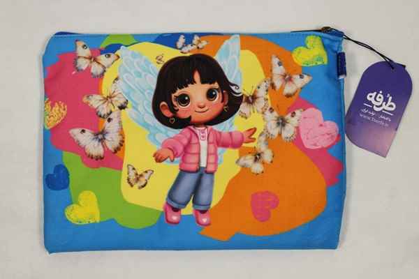 کیف مدارک A5 پارچه ای تک زیپ مخمل ریحانه کوچولو طرفه 