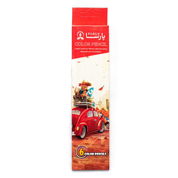 مداد 6 رنگ مقوایی پارسا