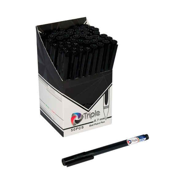 خودکار مشکی نوک 0.7 تریپل صدف (بسته 50 عددی)