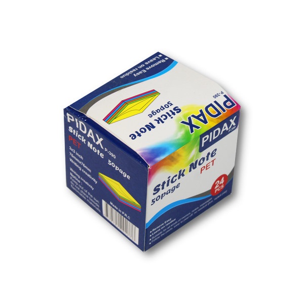 استیک نوت 75*75 رنگی شفاف50 برگ P390 پیدکس (24 عددی)