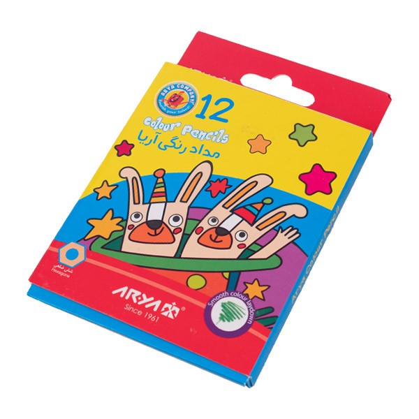 مداد 12 رنگ کوتاه کد 3072 آریا