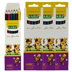 مداد 6 رنگ مقوایی سبز